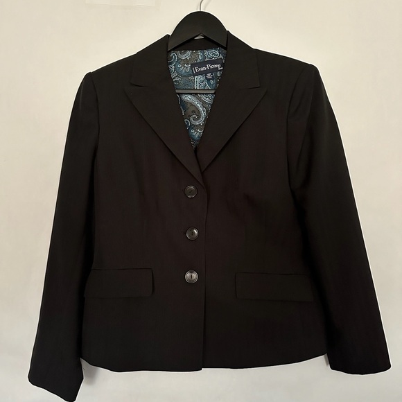 Evan Picone PETITE Black 2 Piece Suit Button Vintage Career Office 12P Petite - Picture 12 of 14